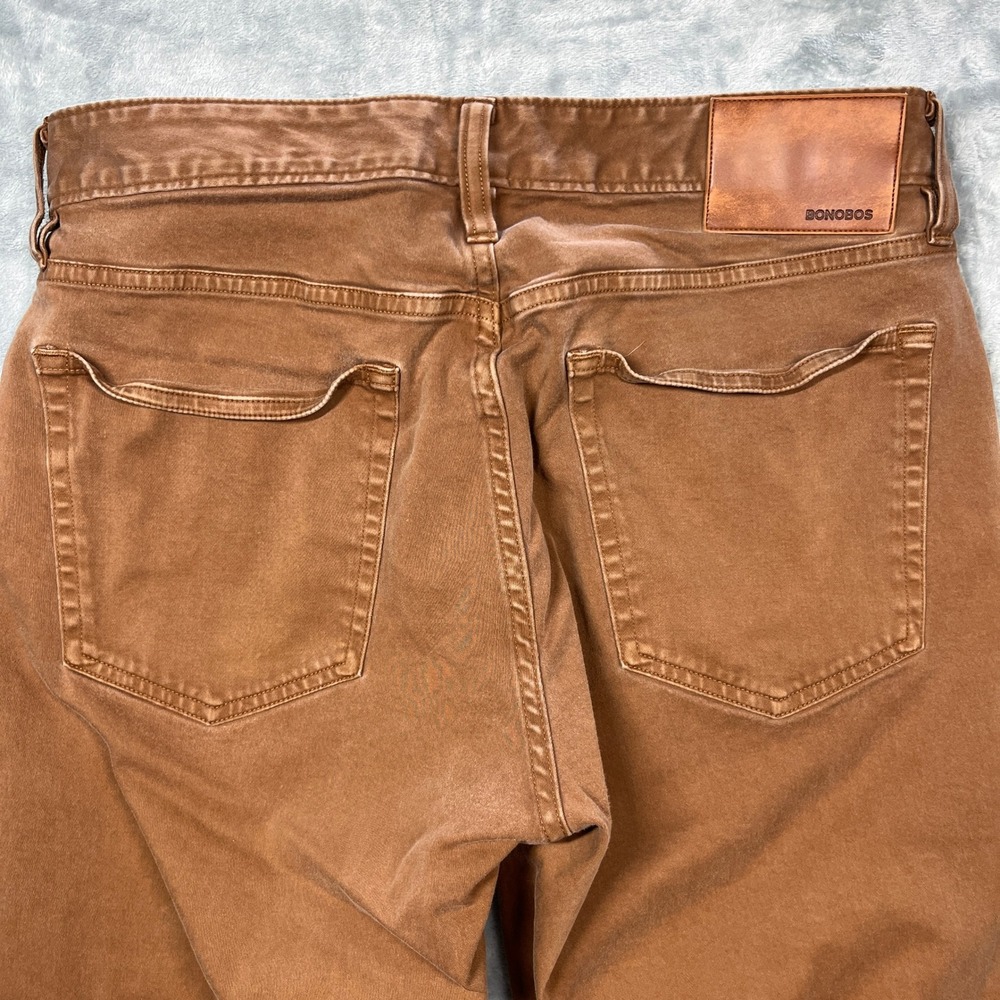 Bonobos Slim Taper Pants Jeans Mens 28x30 Brown Olimpias Italian Cotton Chinos - Picture 6 of 15